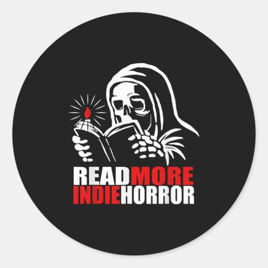 Read More Indie Horror Apparel  Ronde Sticker (Voorkant)