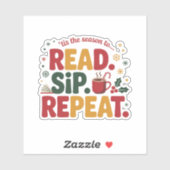 Read Sip Repeat Holiday Reading Sticker (Vel)
