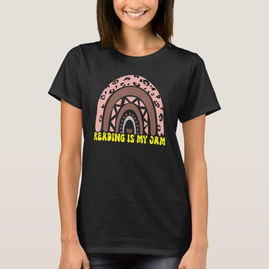Read Teacher Rainbow Leopard  Reading Is My Jam 8 T-shirt (Voorkant)