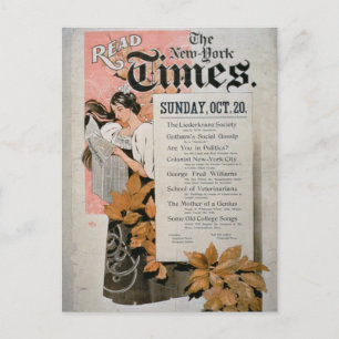 "Read the New York Times" (kleurenlitho) Briefkaart