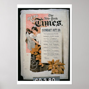 "Read the New York Times" (kleurenlitho) Poster