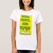 Read Write Bloom Cool Bookworm Slogan T-shirt (Voorkant)