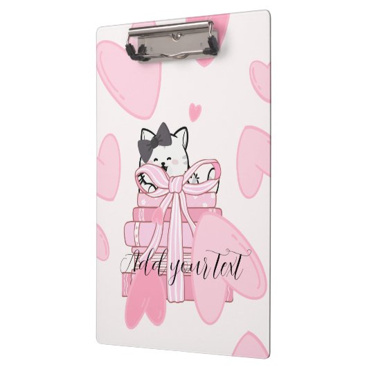Read, Write, Love – Cat & Book Clipboard Klembord (Links)