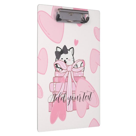 Read, Write, Love – Cat & Book Clipboard Klembord (Rechts)