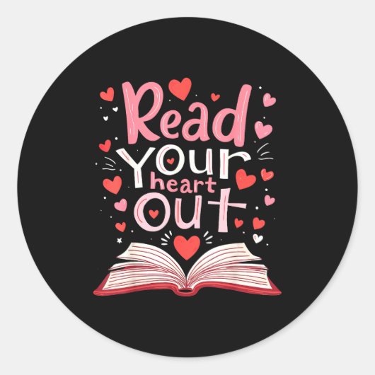 Read Your Heart Out Teacher Valentines Day Reading Ronde Sticker (Voorkant)