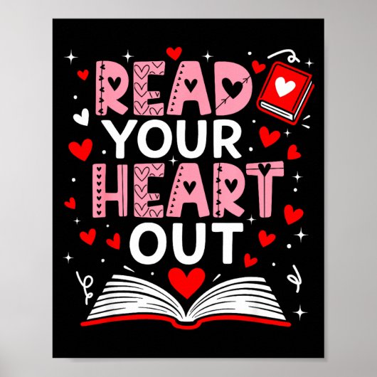 Read Your Heart Out Valentine Reading Book Girl Ki Poster (Voorkant)