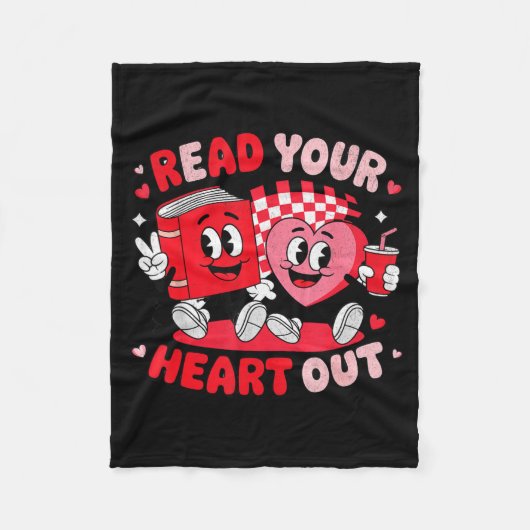 Read Your Heart Out Valentine's Day Retro Teacher  Fleece Deken (Voorkant)