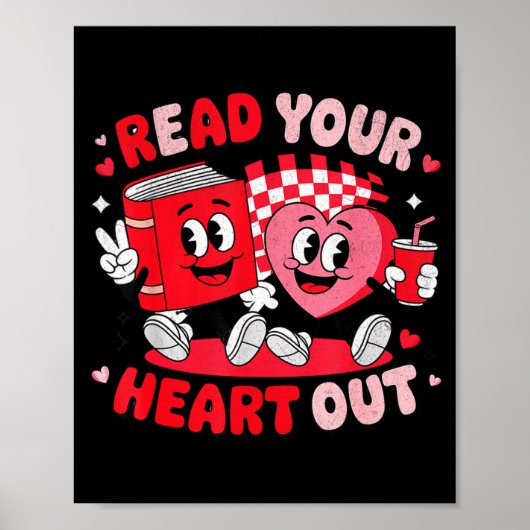 Read Your Heart Out Valentine's Day Retro Teacher  Poster (Voorkant)