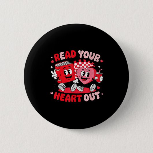 Read Your Heart Out Valentine's Day Retro Teacher Ronde Button 5,7 Cm (Voorkant)