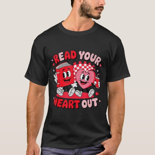 Read Your Heart Out Valentine's Day Retro Teacher  T-shirt (Voorkant)