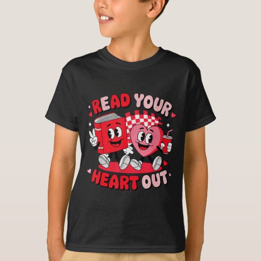 Read Your Heart Out Valentine's Day Retro Teacher  T-shirt (Voorkant)