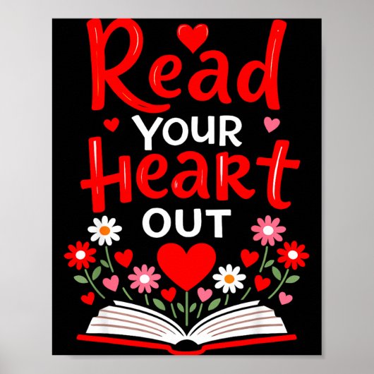 Read Your Heart Valentine Reading Book Girls Flowe Poster (Voorkant)
