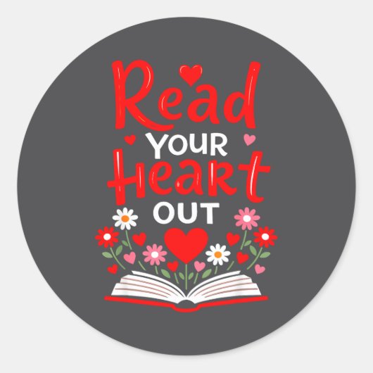 Read Your Heart Valentine Reading Book Girls Flowe Ronde Sticker (Voorkant)