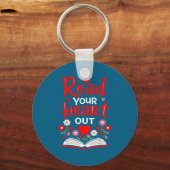 Read Your Heart Valentine Reading Book Girls Flowe Sleutelhanger (Voorkant)