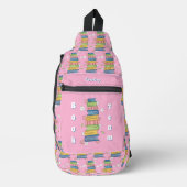 Reader Bookstack Pattern Pink Sling Bag (Voorkant)