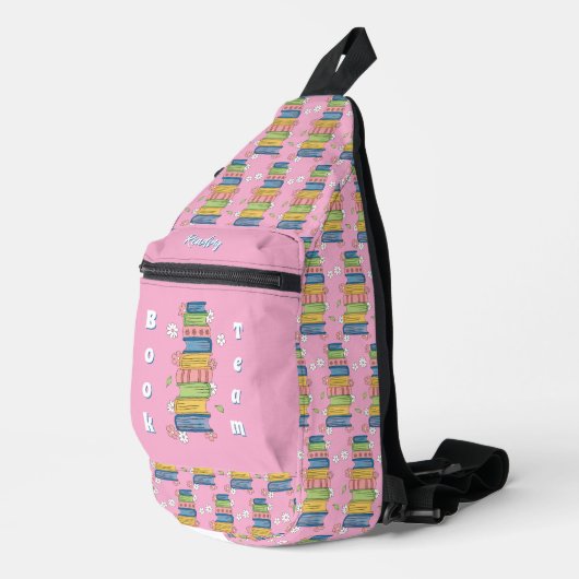 Reader Bookstack Pattern Pink Sling Bag (Rechterhoek)