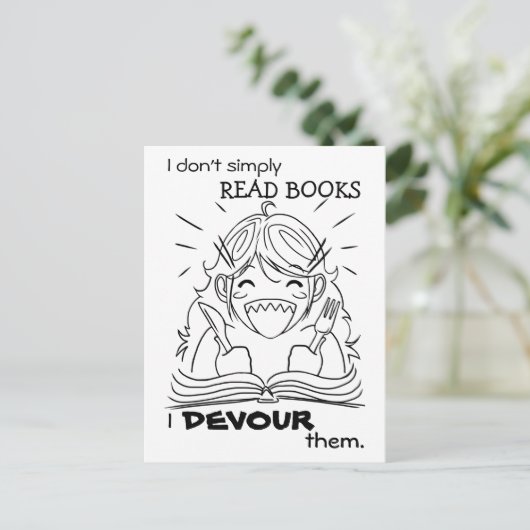 Reader Girl Eats Briefkaart (Staand voorkant)