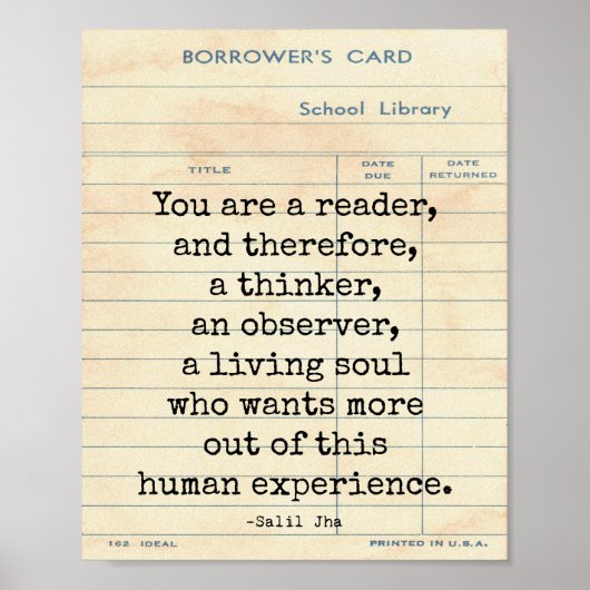 Reader Human Experience Salil Jha Quote Wall Art Poster (Voorkant)