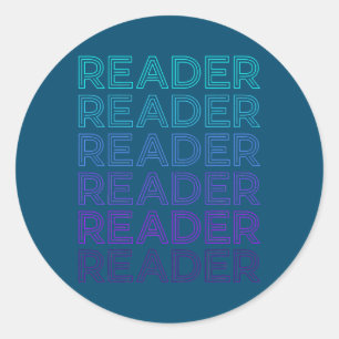 Reader Reading Book Lover Retro Ronde Sticker
