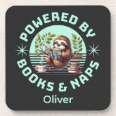 Reader Sloth. Unique Gift for Book Lover Bier Onderzetter (Voorkant)