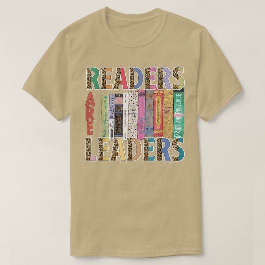 Readers Are Leaders Boho Leopard Book Lover Back T T-shirt (Design voorkant)