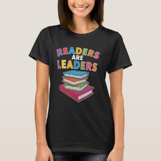 Readers Are Leaders - Colorful Book Stack Design T-shirt