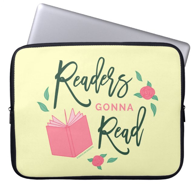 Readers Gonna Read Bookish Floral Laptop Sleeve (Voorkant)