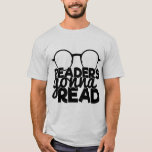 Readers zullen lezen Quote Funny Bookworm lezen T-shirt<br><div class="desc">Een coole typografie mannen t-shirt met bril en een citaat dat luidt: "Readers gaan lezen".</div>