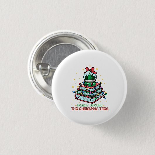 Readin’ Around the Christmas Tree Holiday Ronde Button 3,2 Cm (Voorkant /achterkant)