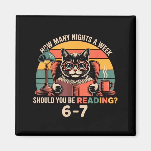 Reading 67 Meme Englieacher In Funny 67 Retro Cat  Magneet (Voorkant)