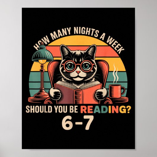 Reading 67 Meme Englieacher In Funny 67 Retro Cat Poster (Voorkant)