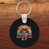 Reading 67 Meme Englieacher In Funny 67 Retro Cat Sleutelhanger (Voorkant)