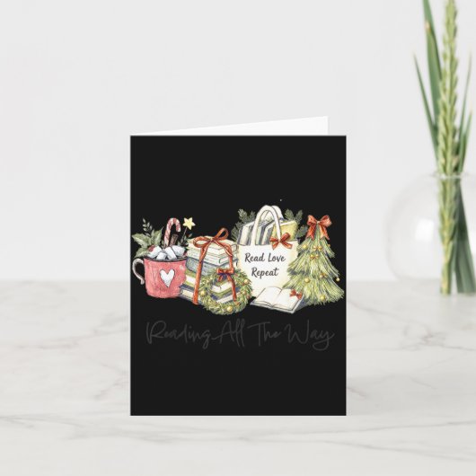 Reading All The Way Christmas Book Lover For Women Kaart (Voorkant)