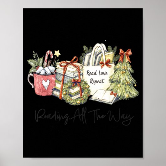 Reading All The Way Christmas Book Lover For Women Poster (Voorkant)