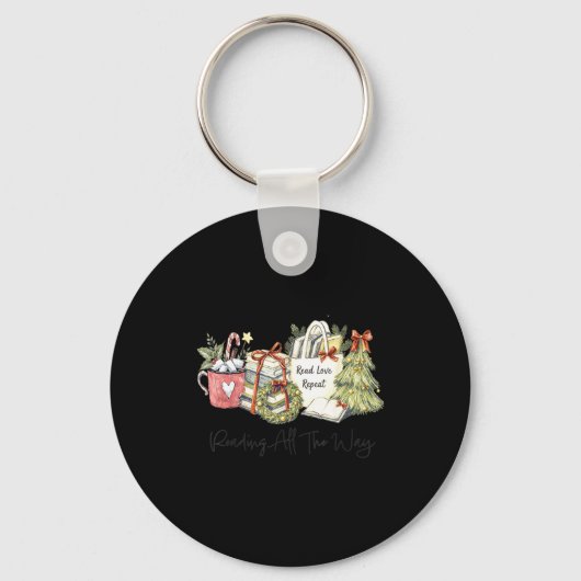 Reading All The Way Christmas Book Lover For Women Sleutelhanger (Voorkant)