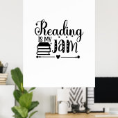 Reading Art Reading Is My Jam Poster (Thuiskantoor)