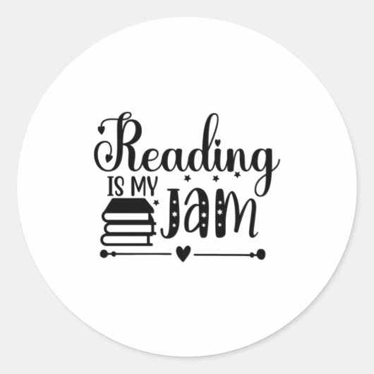 Reading Art Reading Is My Jam Ronde Sticker (Voorkant)