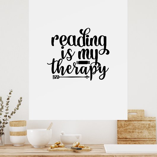 Reading Art Reading Is My Therapy Poster (Keuken)