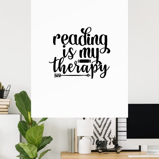Reading Art Reading Is My Therapy Poster (Thuiskantoor)