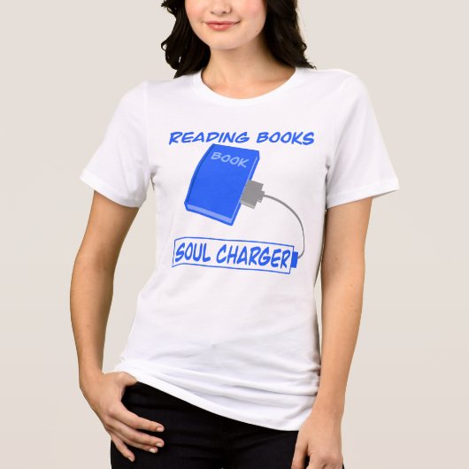 Reading Books Soul Charger – Cozy Book Lover Art Tri-Blend Shirt (Voorkant)