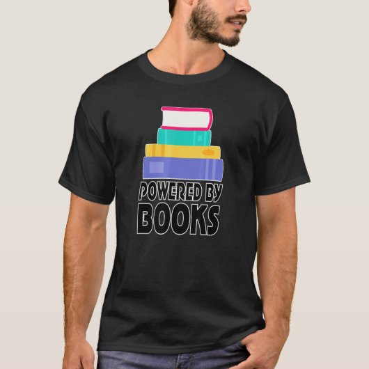 Reading Bookworm Powered By Books T-shirt (Voorkant)