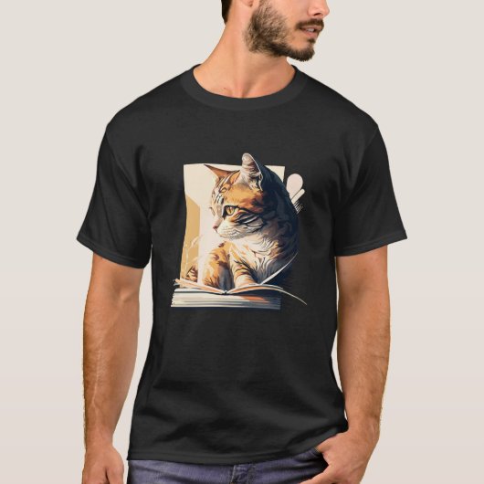 Reading Cat Book Lover Cat Lover Bookworm Cat Owne T-shirt (Voorkant)