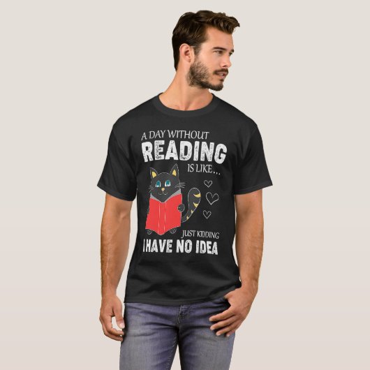 Reading Cat   Cat   Cool Book Worm T-shirt (Voorkant volledig)