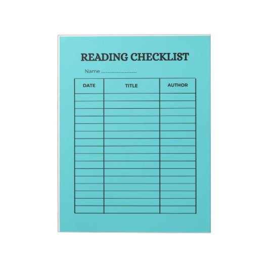 Reading Checklist Tracker Notitieblok (Linkerzijde)