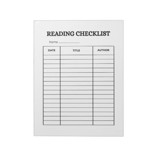 Reading Checklist Tracker Notitieblok (Linkerzijde)