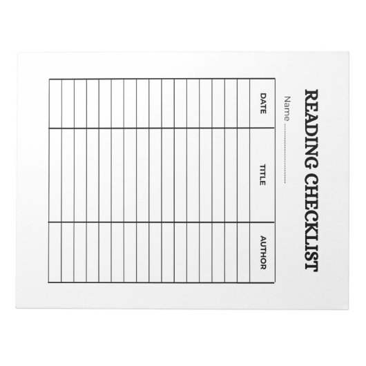 Reading Checklist Tracker Notitieblok (Voorkant)