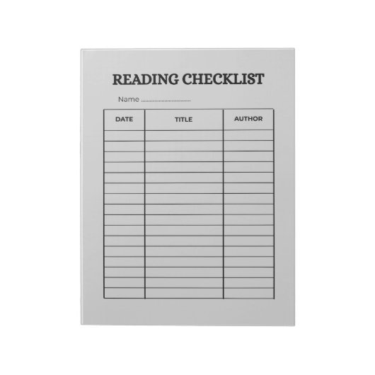 Reading Checklist Tracker Notitieblok (Linkerzijde)