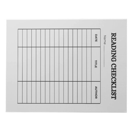 Reading Checklist Tracker Notitieblok (Voorkant)