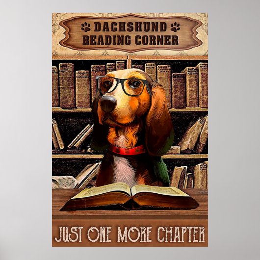 Reading Corner Book Dachshund Poster (Voorkant)