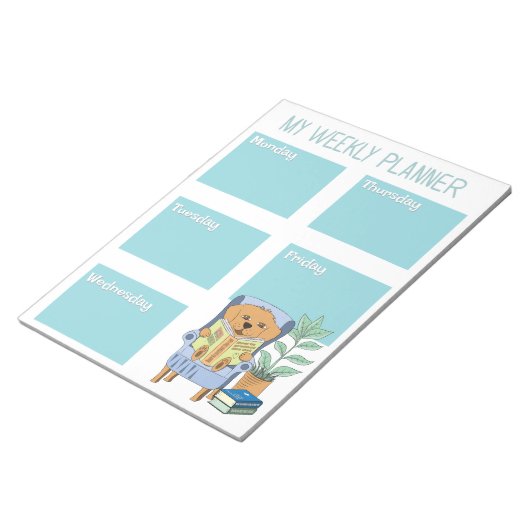 Reading Dog Kid Weekly Planner Notepad Notitieblok (Schuin)